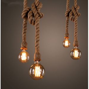Vintage Henneptouw Hanglampen Retro Loft Industriële Opknoping Lamp voor Woonkamer Keuken Thuis Verlichtingsarmaturen Decor Armatuur