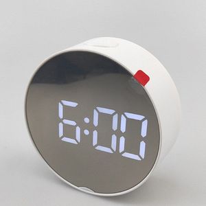 Multifunctionele Led Screen Ronde Elektronische Klok Nachtkastje Elektronische Bureauklok Buis Desktop Mute Groot Scherm Digitale Klokken