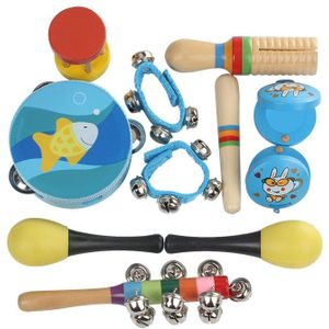 10 stks/set Muzikaal Speelgoed Orff-instrumenten Sets Band Ritme Kit Inclusief Tamboerijn Maracas Castagnetten Handbells voor Kids