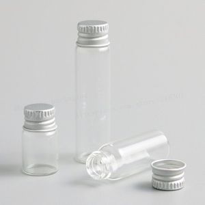 100x2 ml 4 ml 6 ml Clear Glas Container Met Aluminium Cap Kleine Glazen Fles Met Schroef deksels voor Essentiële Olie Gebruik