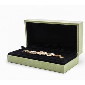 Brand Eenvoudige Mooi Sieraden Armband Box Set Suede Groene Kleur Case Sieraden Papieren Zak