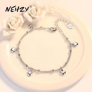 Nehzy 925 Sterling Zilveren Sieraden Armband Mode Vrouw Retro Eenvoudige Hartvormige Armband Lengte 21.2Cm
