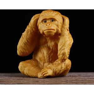 Drie Aap Dier Standbeeld Niet Kijken Niet Luisteren Niet Zeggen Buxus Carving Houtsnijwerk Ambachten Auto decoratie