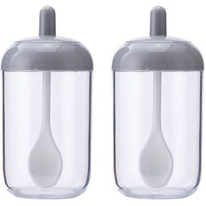 2 Stuks Keuken Suikerpot Zout Pot Peper Opslag Jar Kruiden Container Plastic Kruiderij Spice Houder Met Deksel En Lepel