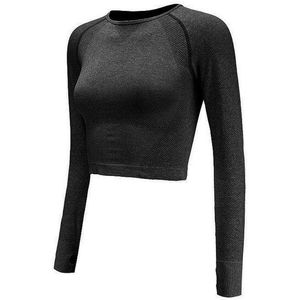 Naadloze Crop Top Voor Vrouwen Gym Roze Lange Mouw Workout Fitness Sport Top Met Duim Gat Ingericht Skinny Energie Yoga shirts