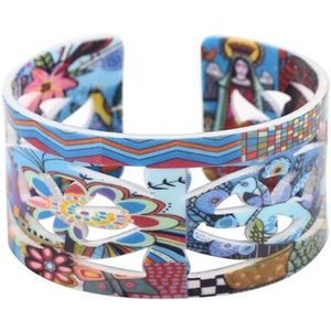 Bonsny Acryl Leuke Kleurrijke Patroon Armband Nieuws Mode-sieraden Vrouwen Meisje Lente Zomer Accessoires Armbanden AB162