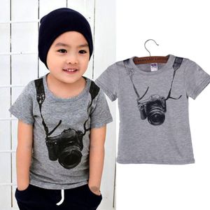 Zomer Kinderen Boy Kids Camera Korte Mouw Tops Katoenen Comfortabele Fit T-shirt Tees Kleding Zomer Kids Jongen Afdrukken Top