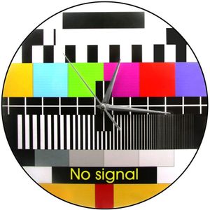 Ik Liefde Tv Retro Tv Test Wandklok Aanpassing Signaal Home Decor Art Funky Tv Glitch Fout Screen Test regenboog Vintage Klok