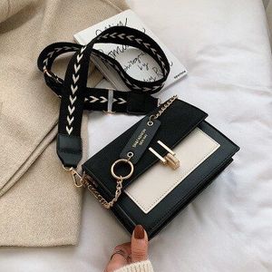 Zadeltas Contrast Kleur Pu Lederen Ketting Crossbody Tassen Vrouwen Kleine Handtas Kleine Tas Dames Avondtasje