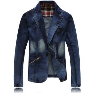 XXXL Plus Size Lente Fall mannen Slim Fit Blue Denim jas Casual Jean Jassen Blazer Formele Blazers Mannen Gratis