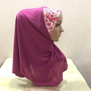 H109 Medium Size 70*60 Cm Moslim Amira Hijab Met Prints Pull Op Islamitische Sjaal Head Wrap bid Sjaals