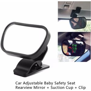 1Pc Verstelbare Auto Baby Kind Achterbank Achteraanzicht Veiligheid Spiegel Met Zuignap Clip Zwarte Baby Achteruitkijkspiegel voor Auto