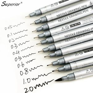 Superieure 10Pcs Black Micron Neelde Tekening Pen Waterdicht Pigment Fijne Lijn Marker Pen Voor Schrijven Hand-Verf Anime art Supplies