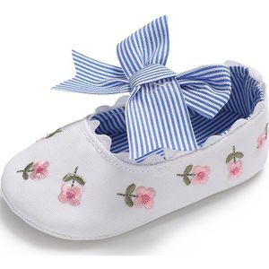 Baby Girl Schoenen Pasgeboren Bloemenprint Streep Strik Zachte Anti-Slip Zool Peuter Prinses Leuke Crib Schoenen Mocassins Baby