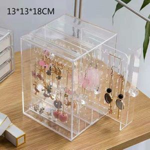 Multifunctionele Sieraden Doos Oorbellen Plank Oorbellen Opbergdoos Transparante Display Box Koreaanse Stofdicht Prinses Sieraden Rek