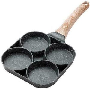 ! 4-Hole Omelet Pan for Burger Eggs Ham PanCake Maker Frying Pans Non-Stick wood grain thickening general model