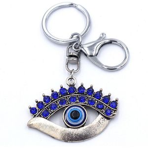 Grote Turkse Blue Eye Sleutelhanger Diamond Handgemaakte Bloem Legering Tas Hanger Auto Ornament Muur Opknoping Home Decoraties
