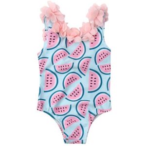 Meisjes Badmode Zomer Watermeloen Print Badpak 3D Bloem Bikini Bathing Zwempak Backless Badmode Baby Meisjes Beachwear