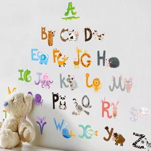26 letters A-Z Alfabet &amp; Dieren Muur Sticke home decoratie Engels Vinyl Muurschildering Stickers Decals Nursery voor Kinderkamer Decor