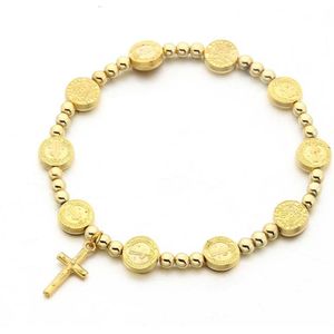 Jezus Kruis Armband Golden Cross Rozenkrans Religieuze Kralen Armband