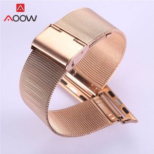 Milanese Horlogeband Voor Apple Horloge 38 Mm 42 Mm Rvs Goud Vrouwen Mannen Vervanging Armband Band Strap Voor Iwatch 1 2 3