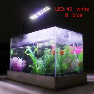 48 LED Aquarium Licht Aquarium Lamp met Flexibele Clip 40 Wit en 8 Blauwe Kleur Verlichting US/EU Plug