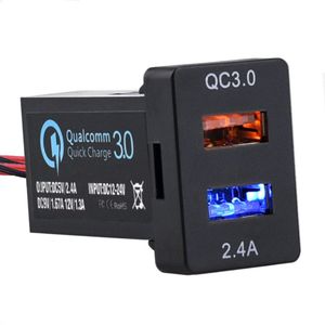 Dual Usb Car Charger Quick Charge 3.0 Voor Toyota Met Kortsluiting Bescherming Digitale Display 2 Usb-poort Auto Adapter socket