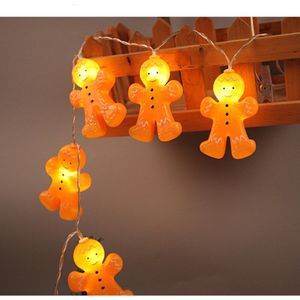 Kerst String light Xmas Gingerbread Mannen String Lights 1.2 m/2.5 m 3D Goud Plastic 64 Inch Indoor Verlichte Party Lamp