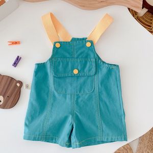 Kids Overalls Zomer Katoen Effen Kleur Unisex Baby Jongen Meisje Jumpsuit Losse Casual Baby Kleding