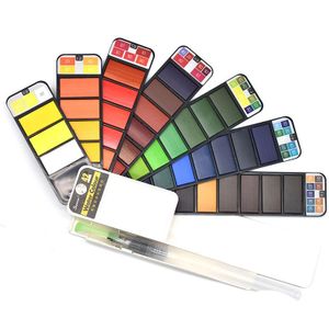 Superior18/25/33/42 Kleuren Solid Aquarel Set Met Gratis Water Kleur Kwast Creatieve Pigment Voor Tekening Art levert