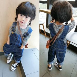 Kinderen Solid Jean Overalls Voor Meisjes Lente Herfst Kinderen Denim Jarretel Broek Losse Jongens Overalls Baby Kleding Voor 2 3 4 5 6 7