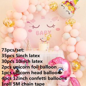 73 Stks/set Eenhoorn Ballon Boog Kit Pastel Grijs Roze Ballon Garland Wedding Decor Kids Verjaardagsfeestje Valentijnsdag Decor