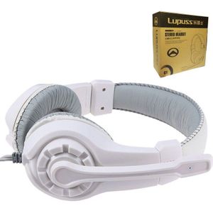 Lupuss G1 Wired Hoofdtelefoon Met Microfoon Verstelbare Over Ear Gaming Headsets Koptelefoon Lage Bass Stereo Voor Pc