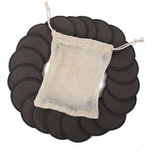 12X Herbruikbare Bamboevezel Makeup Remover Pads Gezichtsreiniging Doekjes Doek Facial Skin Cleaner Verpleging Tool