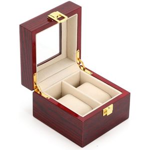 Hout Horloge Opbergdoos Rode Horloge Collectie Box Met Gouden Slot Sieraden Organizer Voor Vrouwen