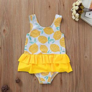 Trend Peuter Baby Meisjes Citroen Patroon Zoete Badmode Badpak Een Stuk Bikini Badpak Zomer Beachwear