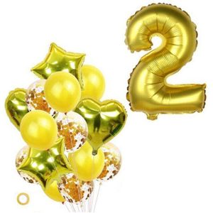 16Pcs Gouden Ster Hart Folie Pure Confetti Latex Ballon Set 32Inch Digitale Kids Favor Baby Verjaardag Pakket Decoratie pak