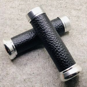 2 PC Vintage Motorfiets Handvat Grips Universele Aluminium Lederen 22 MM Scooter Stuur Voor Suzuki Triumph BMW Harley Davidson