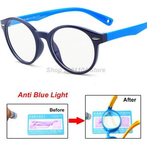 Ronde Bril Kids Anti Glare Filter Kinderen Brillen Meisje Jongen Optische Frame Clear Lenzen UV400 Anti Blauw Licht Blokkeren
