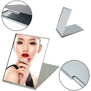 Ultra-Dunne Make-upspiegel Spiegel Cosmetische Make Up Pocket Silver Rechthoek Opvouwbaar Compact Home Decoratie Draagtas