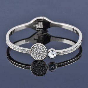 Sinleery Crystal Ronde Manchet Open Bangle Rose Goud Zilver Kleur Wedding Armbanden Vrouwen Mode-sieraden SL483 Ssf
