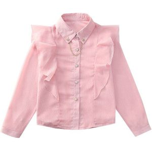 Girl Top Streetwear Shirt for Teen Pink Apricot Long Sleeve Blouse Kid Girls Clothes Size 6 8 10 12 14 Spring Autumn