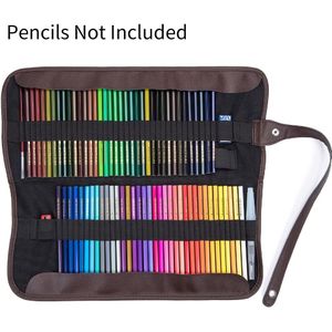 72 houder Kleur Potlood Tas Zwart Canvas Wrap Roll Up Pencil Case &amp; Bag Holder Opslag voor Schets Tekening Levert