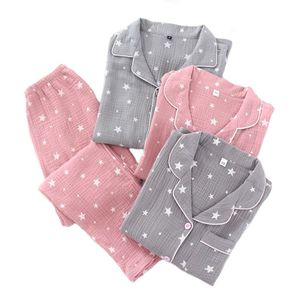 Sterrenhemel Koppels Pyjama Set Vrouwen Man Pijama Katoen Crêpe Pyjama Liefhebbers Nachtkleding Night Suits Nachtkleding Vrouwelijke Mannelijke Homewear