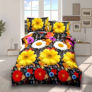 3Pcs Luxe Beddengoed Set Dekbedovertrek Chrysant Bohemian Dekbed Spreien Bedcloth Thuis Textiel