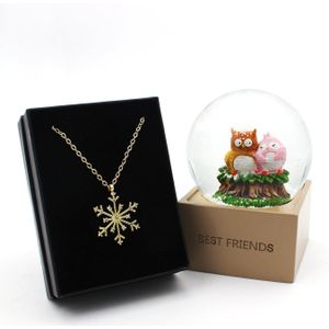 Kerst Hangers Beste Vrienden Medium Leuke Dubbele Uil Sneeuwbol En Snowflake Ketting