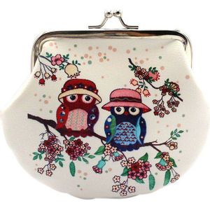 Vrouwen Lady Retro Vintage Uil Lederen Kleine Portemonnee Hasp Portemonnee Clutch Bag