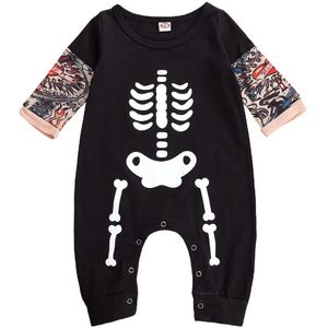Pasgeboren Baby Meisje Jongen Halloween Jumpsuits Skelet Tattoo Korte Mouw Ronde Hals Katoen Lange Mouwen Romper