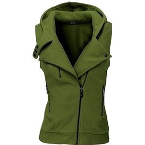 Vrouwen Sport Effen Kleur Hooded Vest Sweater met Schuine Rits Mouwloze Hoodie voor Running Jogging Outdoors Wandelen Camping