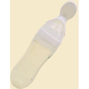 Baby Siliconen Squeeze Zuigfles 90ml Veiligheid Baby Baby Siliconen Voeden Met Lepel Feeder Voedsel Rijstgraangewas Fles
